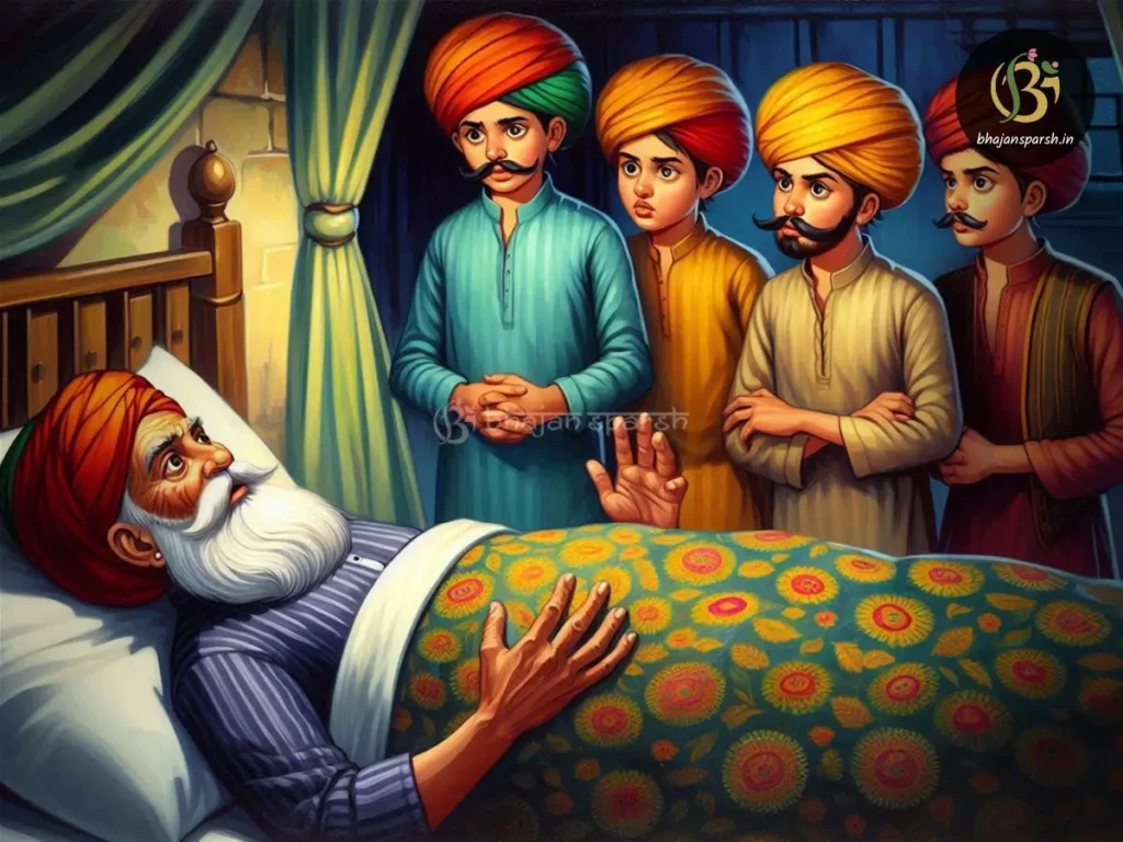 जयपुर के पास खेड़ी गाँव के मीणा समाज के प्रसिद्ध चोर घाटम दास जी अपने पिता की अंतिम सीख सुनते हुए।